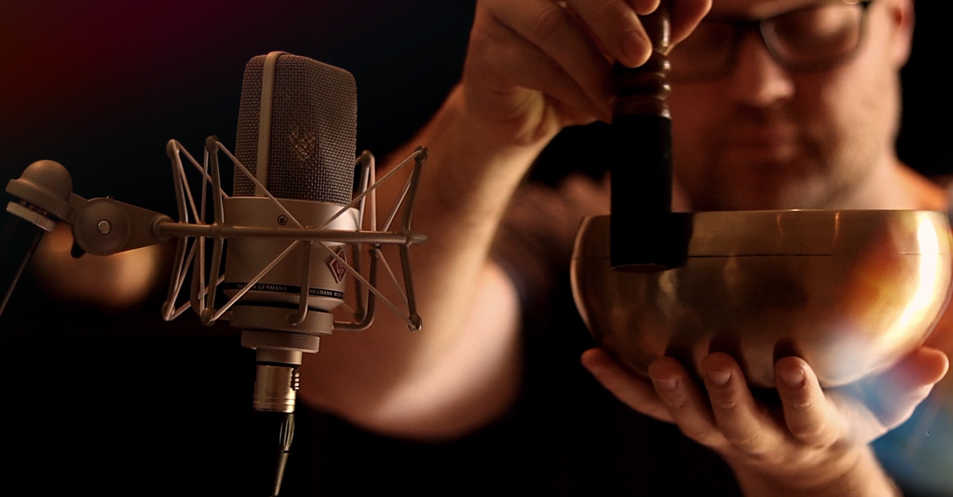 Christopher Lloyd Clarke recording singing bowl
